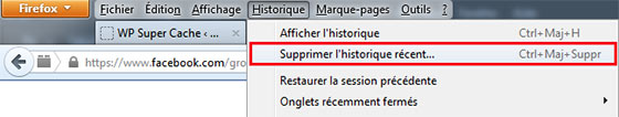 effacer l'historique de navigation
